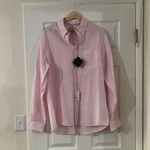 Brooks Brothers Pink and White Striped Button-Down Shirt *NEW*